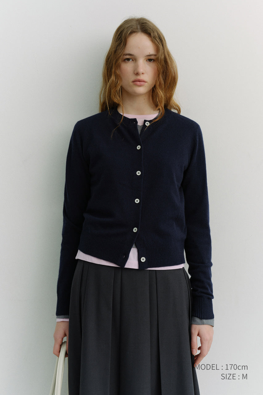 Dunst Essential Crewneck Knit Cardigan Dark Navy
