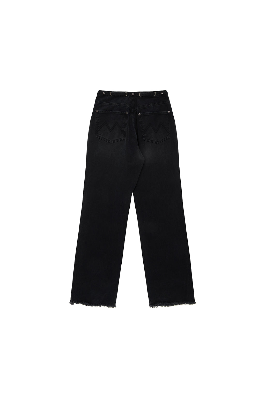 [matinkim] WAIST STRING BELTED DENIM PANTS IN BLACK
