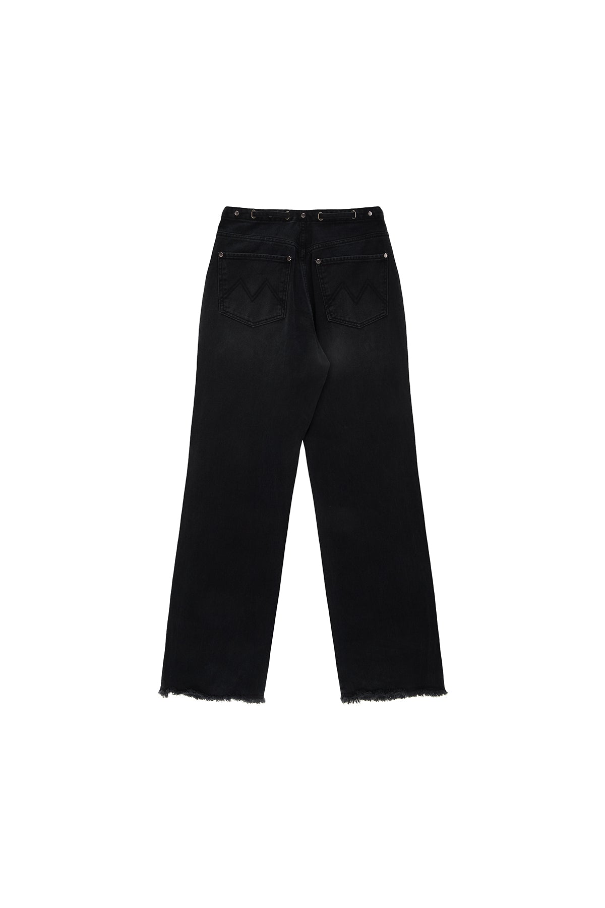 [matinkim] WAIST STRING BELTED DENIM PANTS IN BLACK