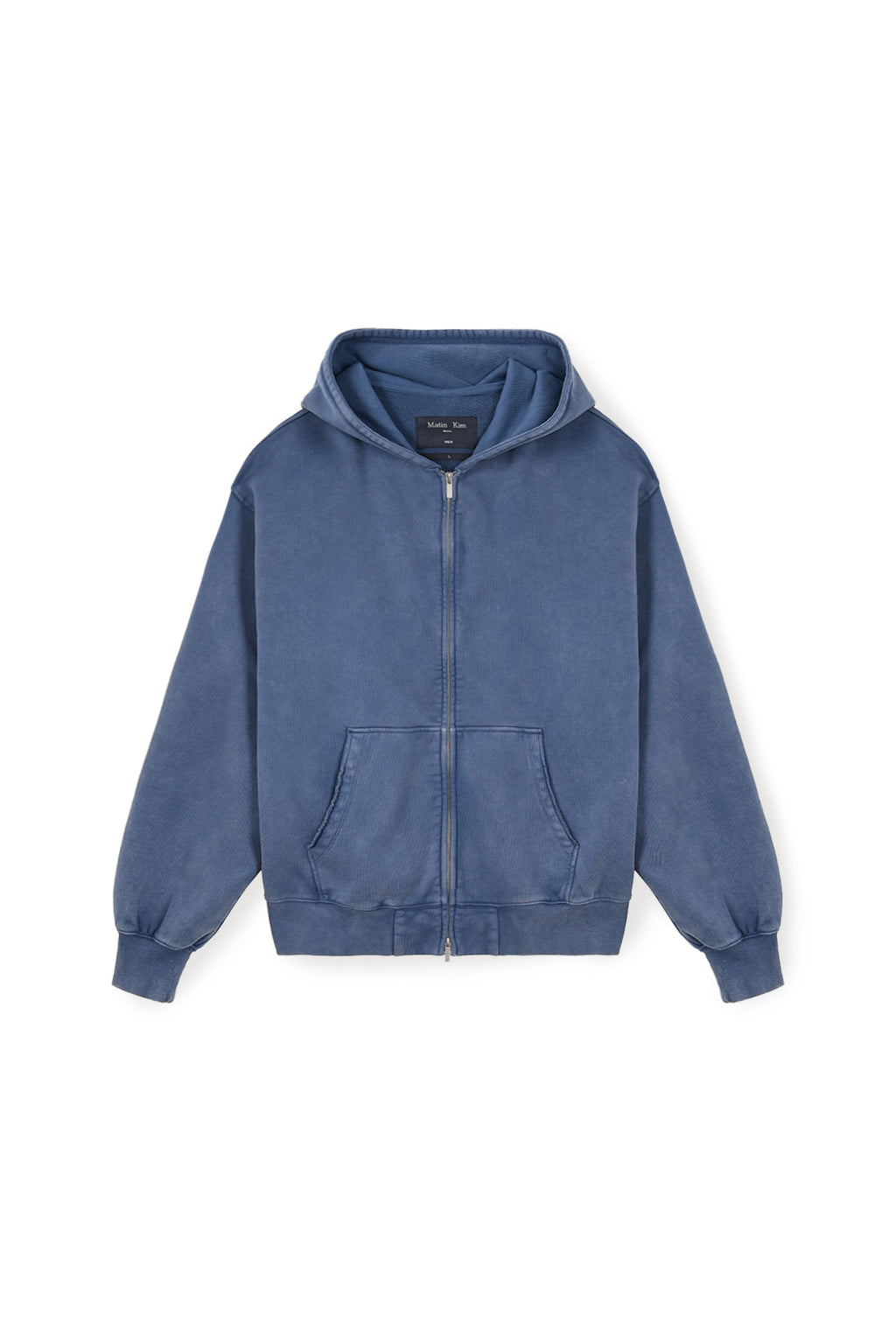 Matinkim Back Logo Washed Hoody Zip UP For Men IN Blue