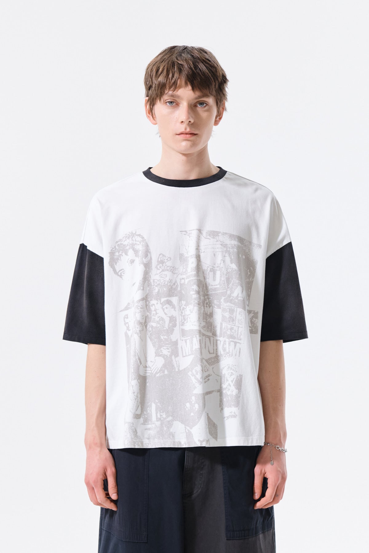 Matinkim Matin Punk Graffiti Top For Men IN White