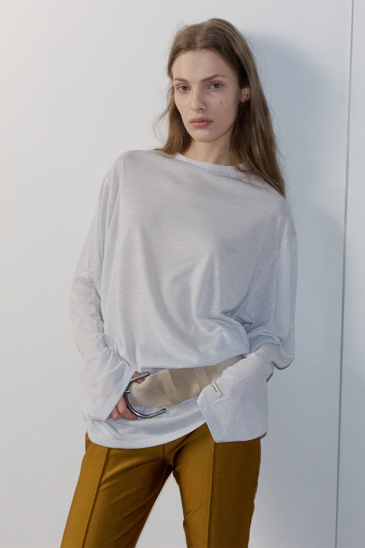 Overdueflair Stripe Long Sleeve T-Shirt Silver