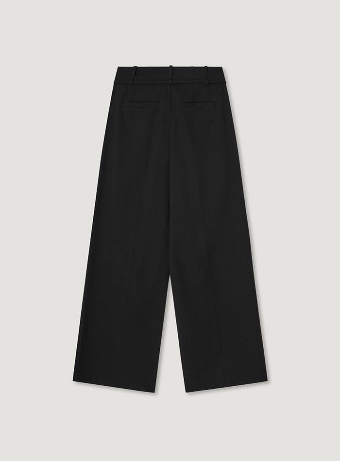 Mango Maniplease Bian Wide Tuck Pants Black