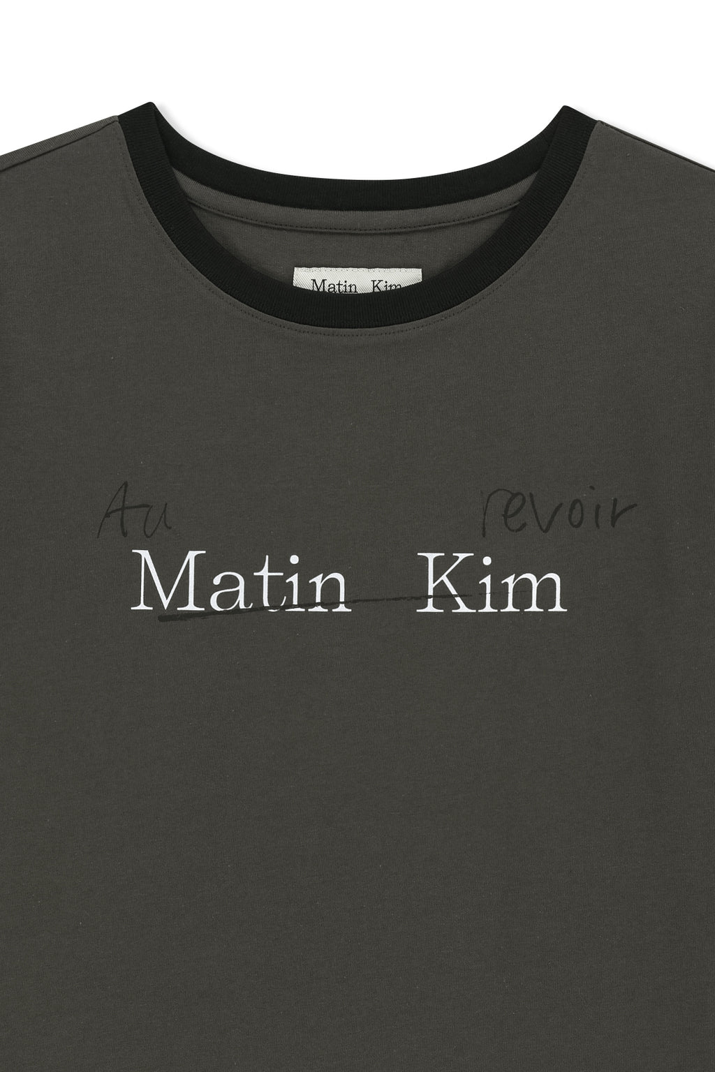 Matinkim Tonal Rib Logo Crop Top IN Charcoal