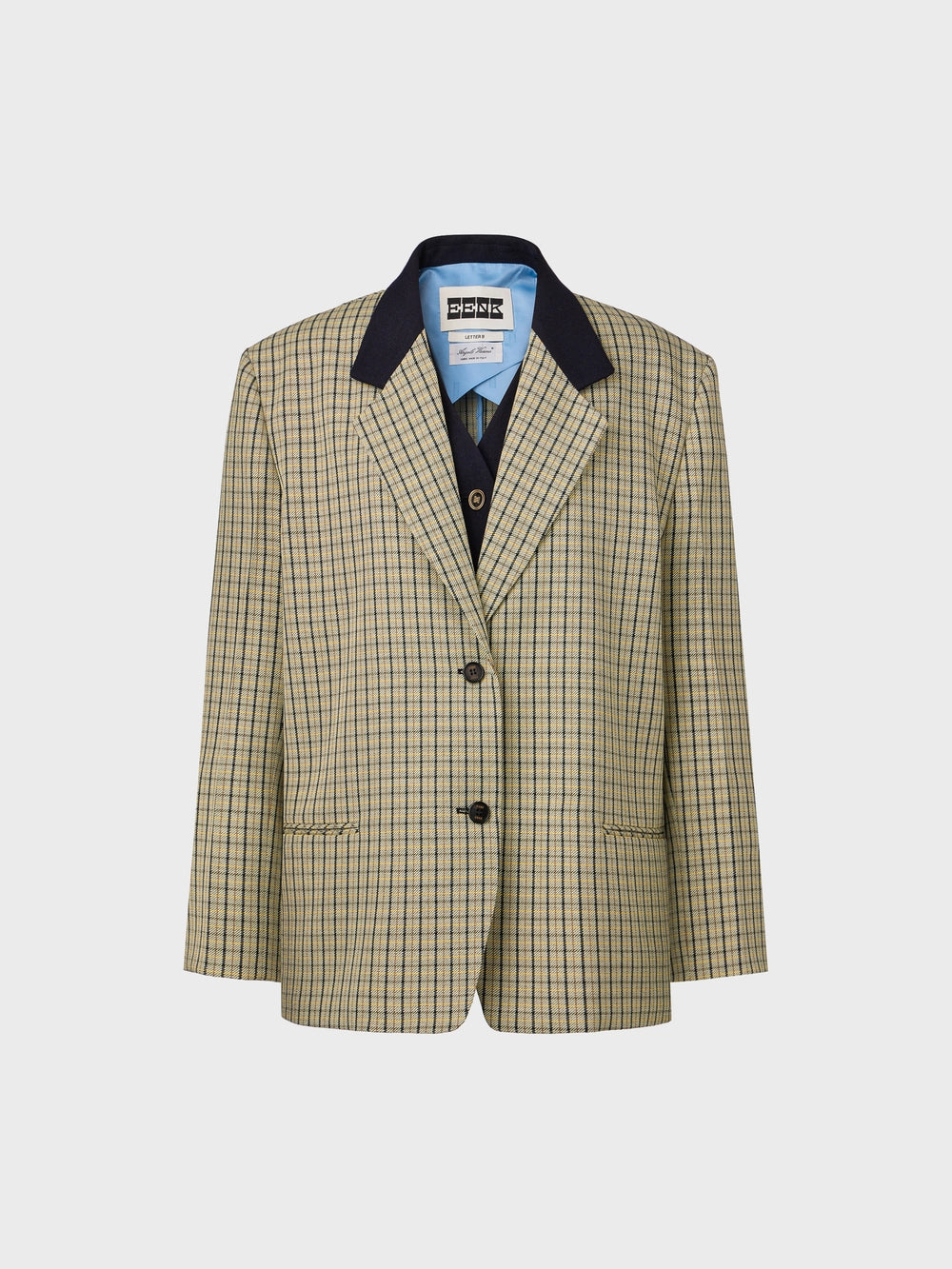 EENK Contrast Trim Single-Breasted Blazer - Sage Green