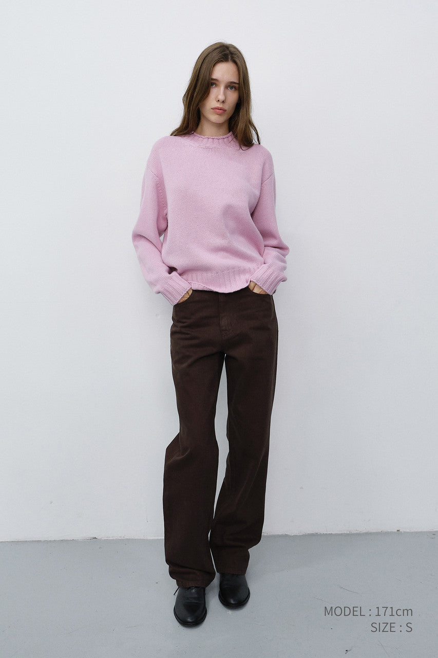 Dunst Unisex Chunky Roll Neck Sweater Soft Pink