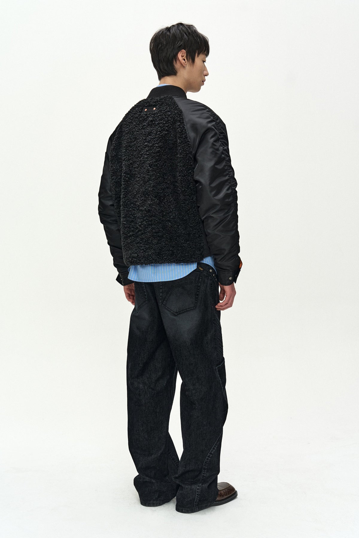 Andersson Bell Fur Nylon Raglan Bomber Jacket