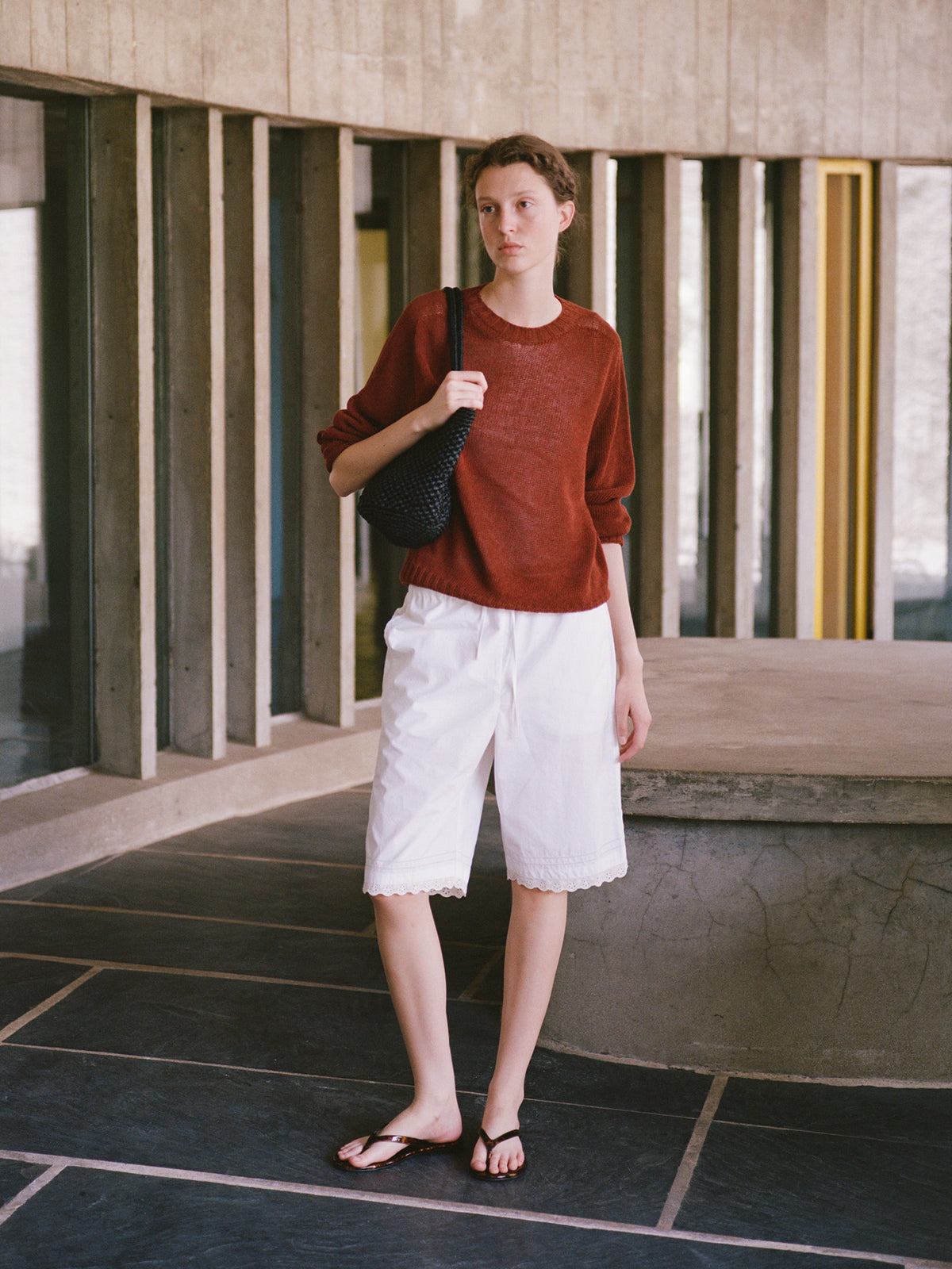 Nothing Written Light mesh pullover knit (Brick)