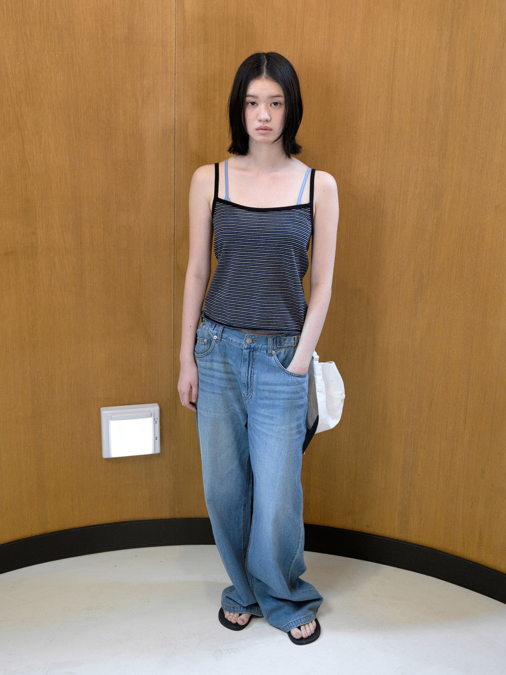 Low Classic Paper Stripe Knit Camisole Black