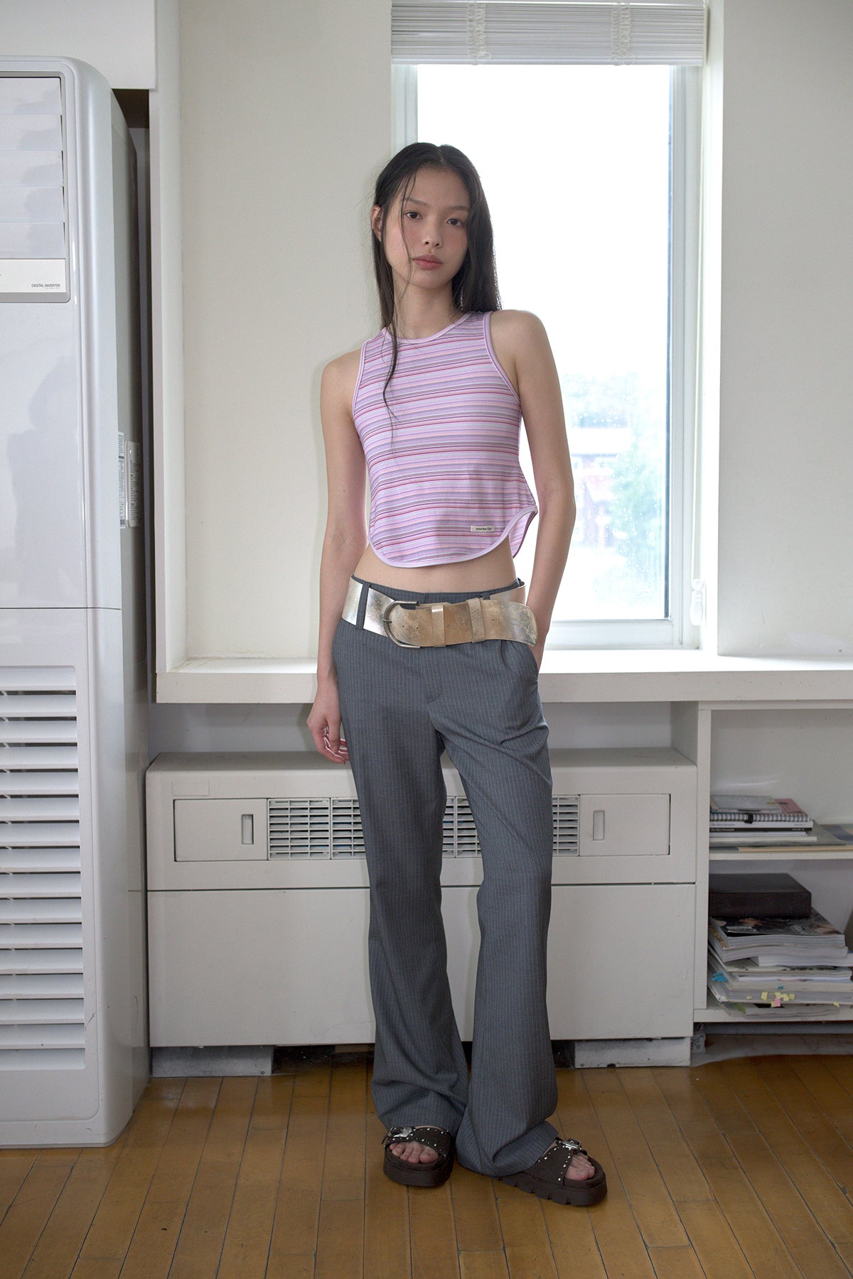 Overdueflair Striped Halter Top Pink Stripe