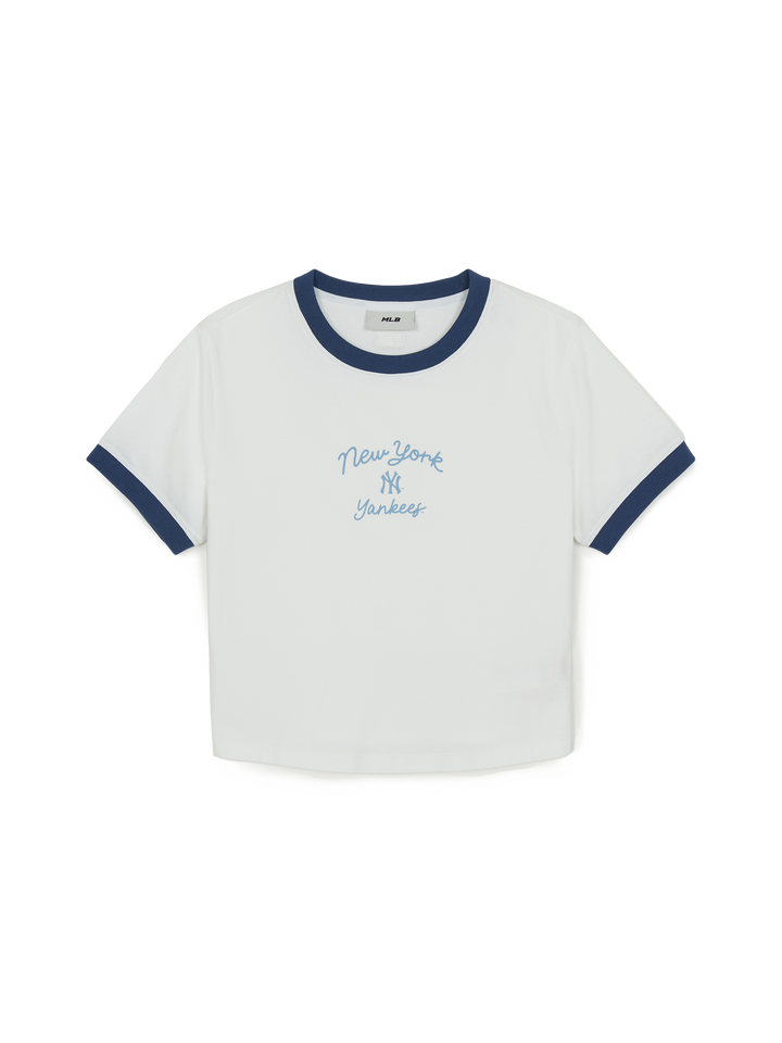 Mlb Women's Sportive Cursive Ringer Crop T-shirts