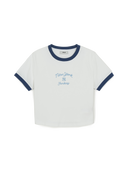 MLB Korea Women's Sportive Cursive Ringer Crop T-shirts