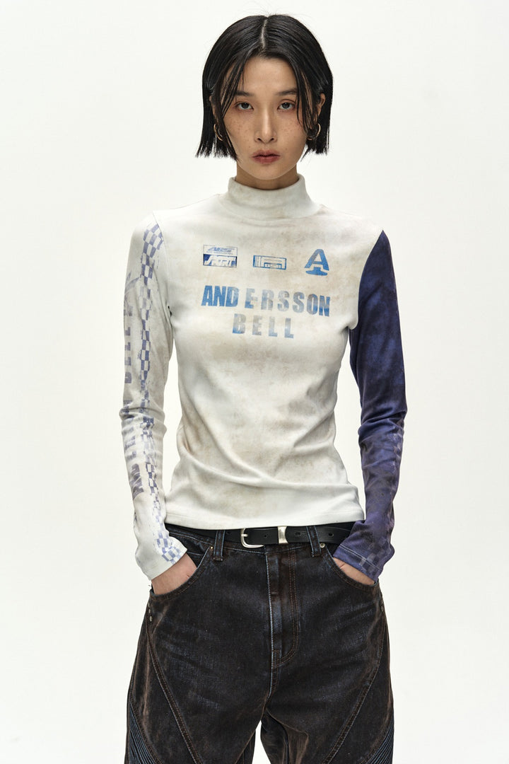 Andersson Bell Racing Graphic Color-Block High-Neck Top