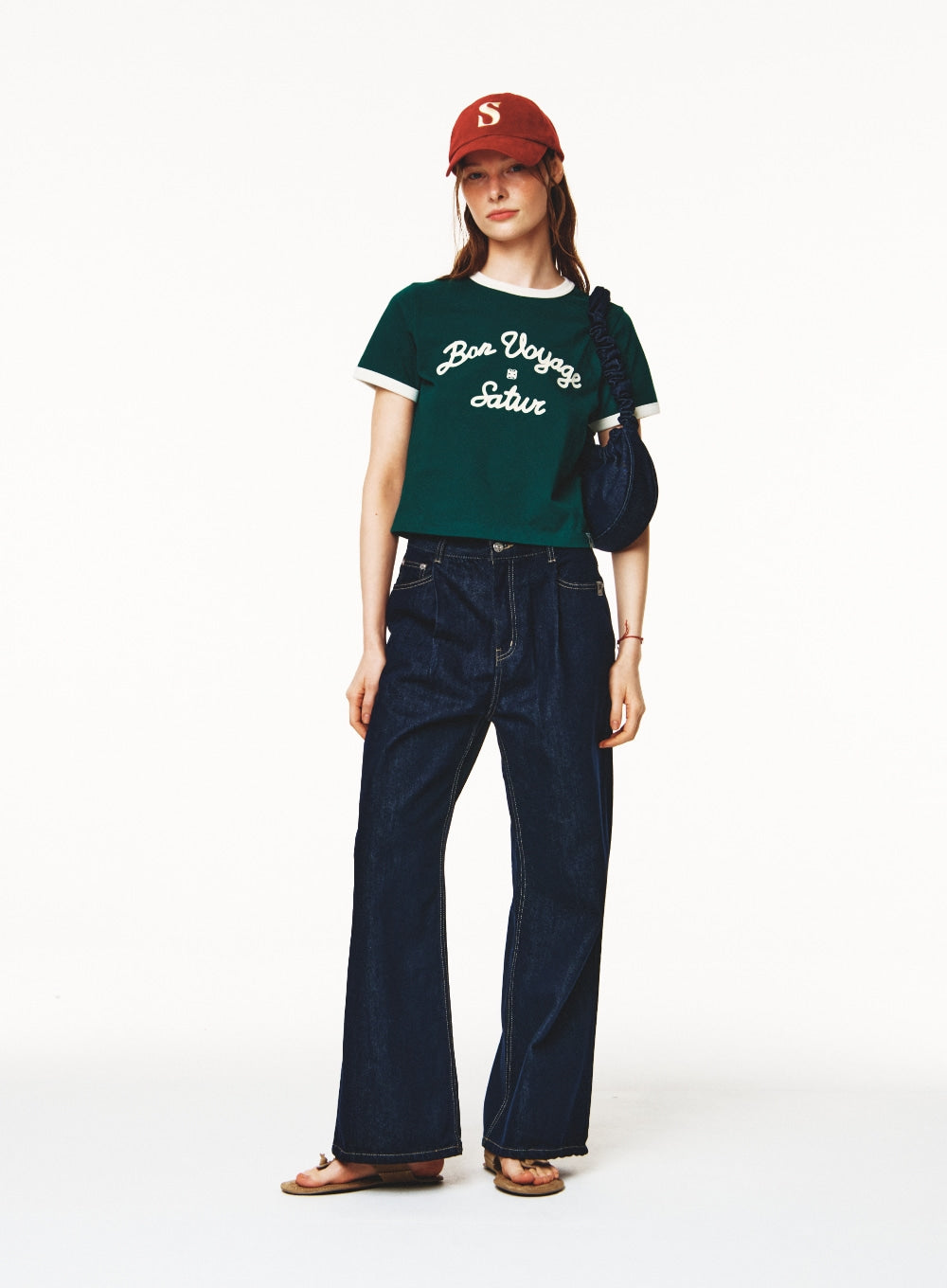 [satur] (W) Wide Flare Denim Pants - Indigo