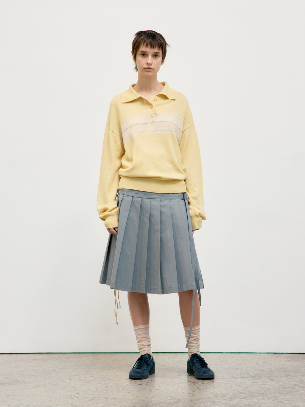 Low Classic Multi Stripe Pique Knit Top Yellow