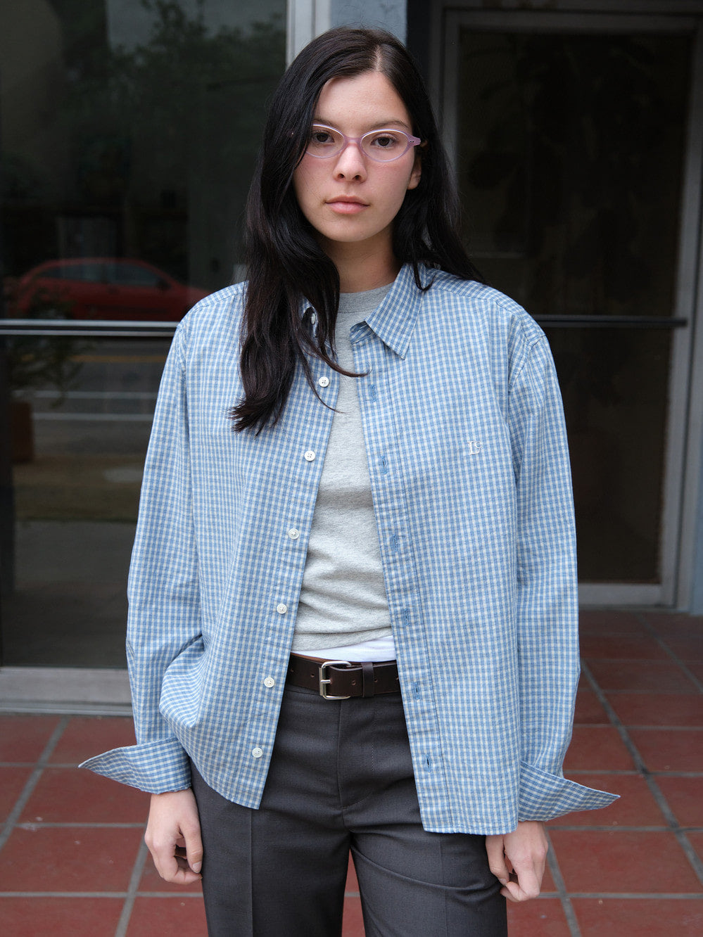 [Low Classic] Regular-Fit Lc Checked Shirt_Lake Blue