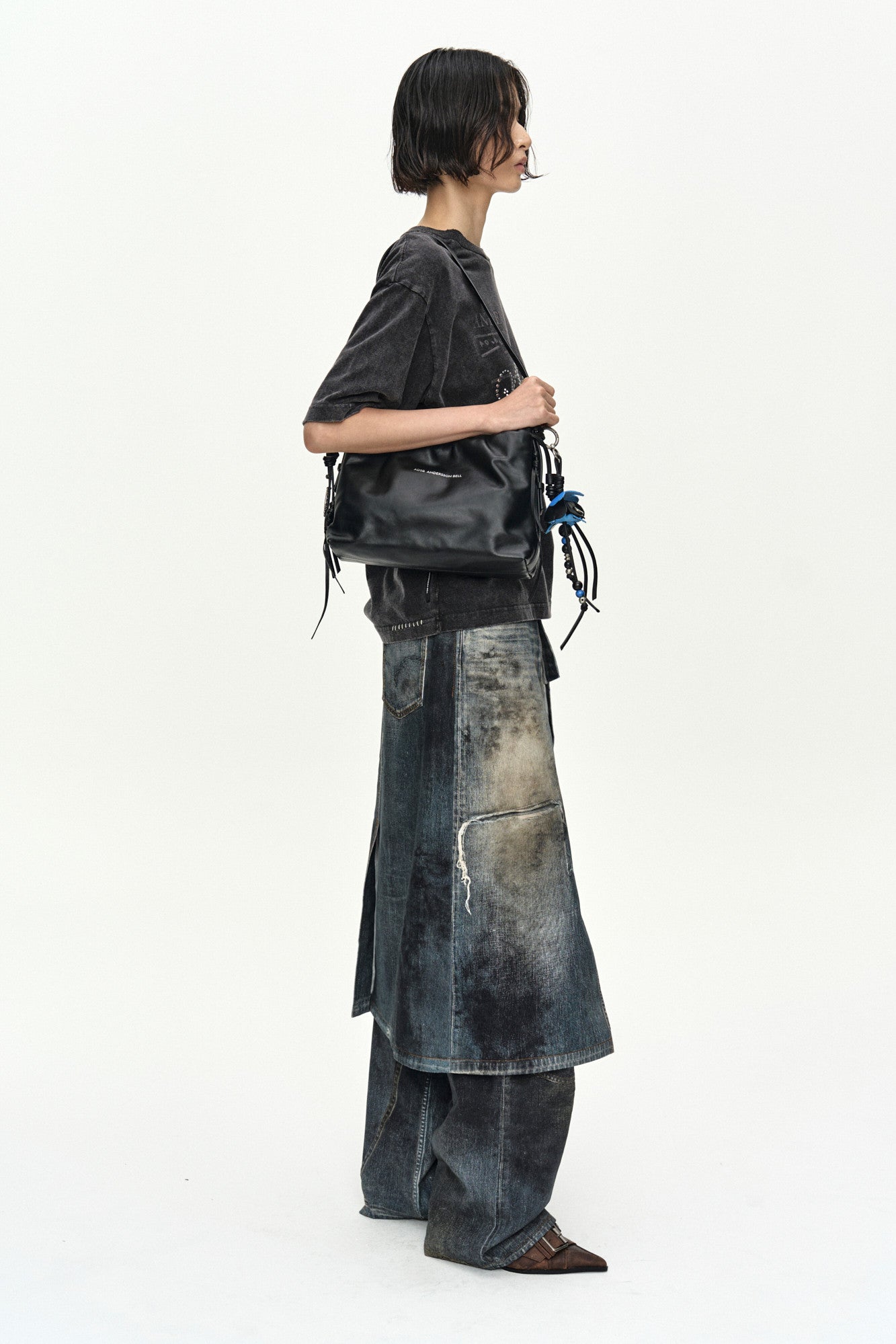 Andersson Bell Denim Trompe-L'Oeil Graphic Wrap Skirt Blue)