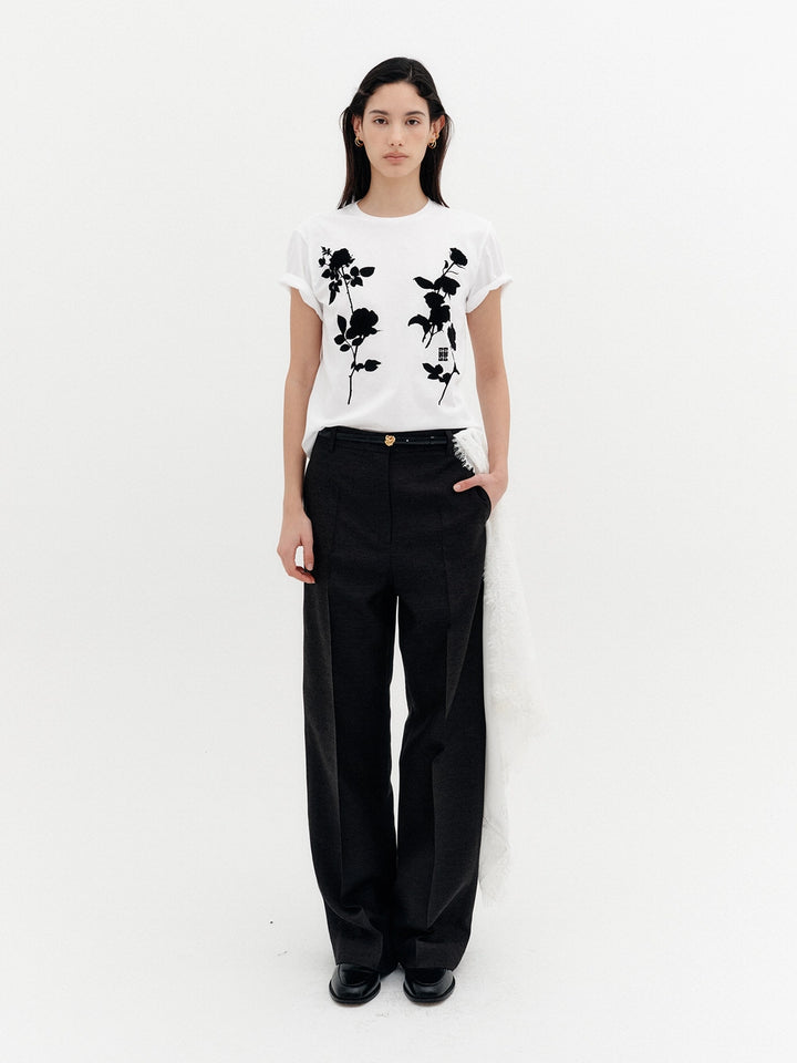 EENK Pattern Straight Pants - Black