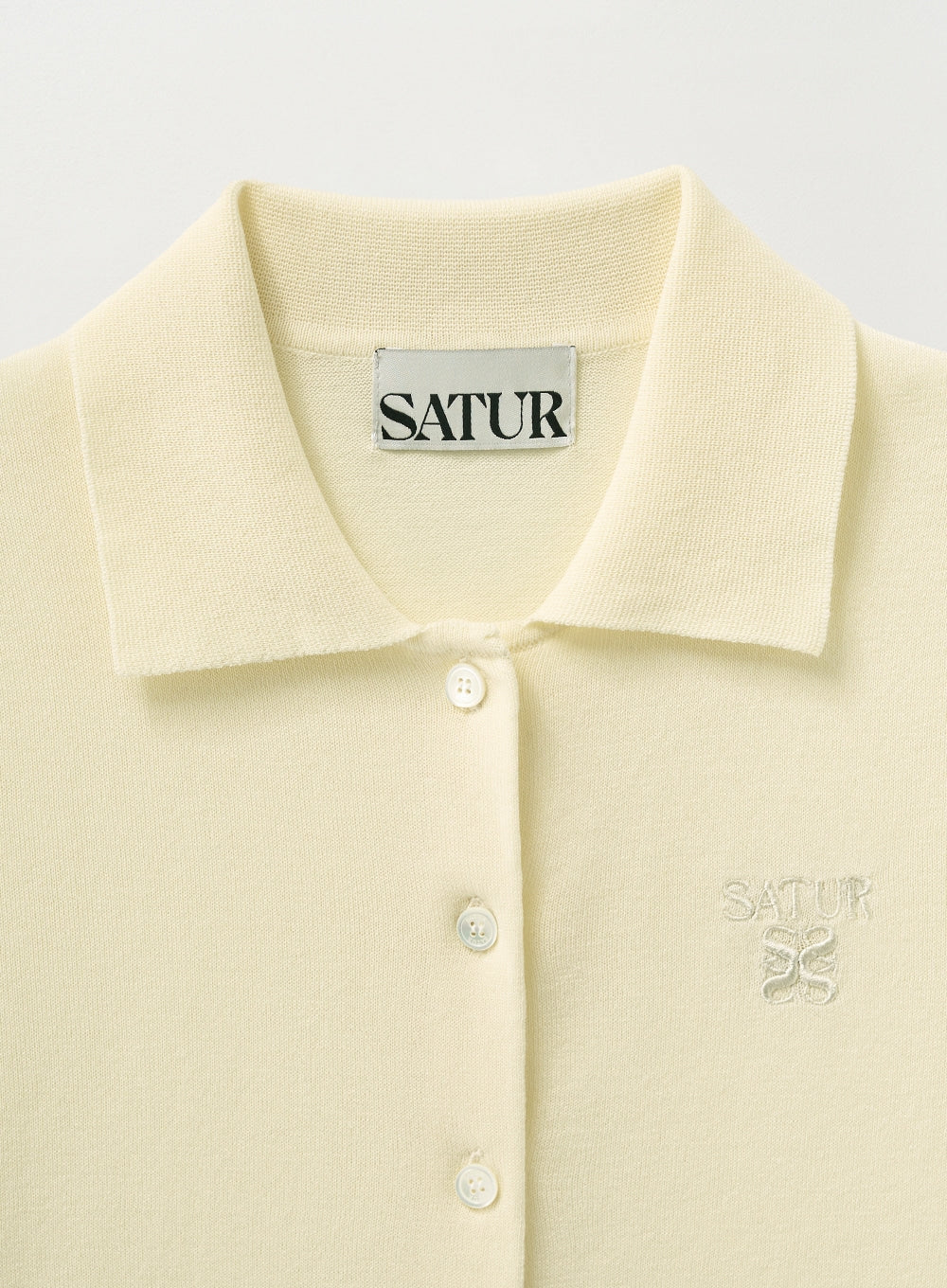 [satur] (W) Light Weight Collar Half Cardigan - Cream