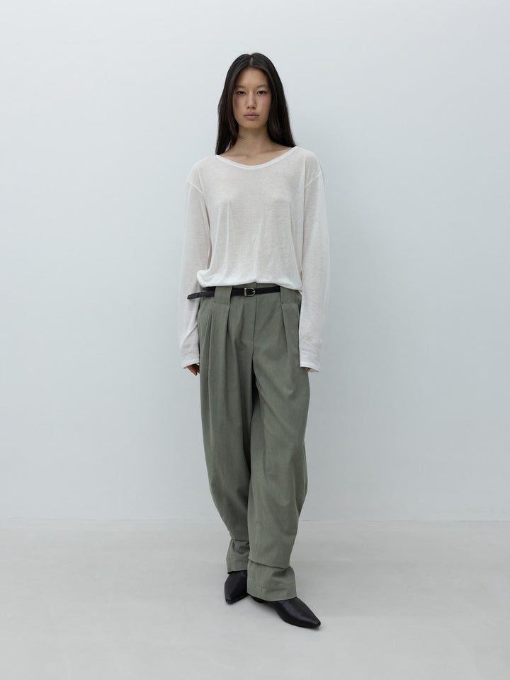 Low Classic Wool Tencel Long Sleeve T-Shirt Ivory