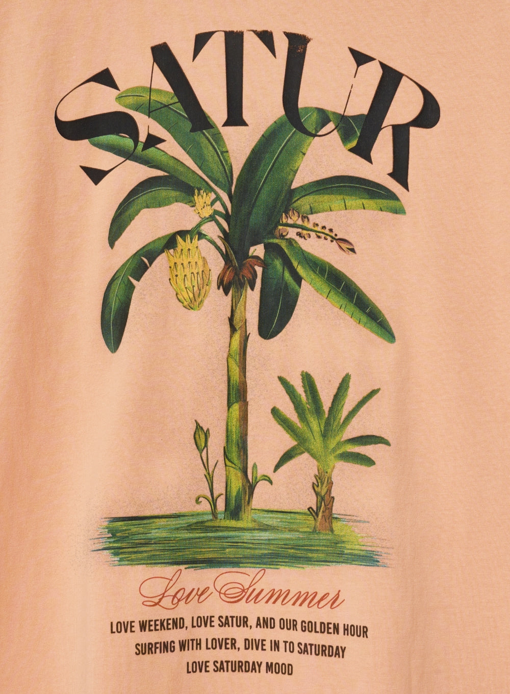 [satur] (W) Banana Tree Graphic T-Shirt - Peach Coral