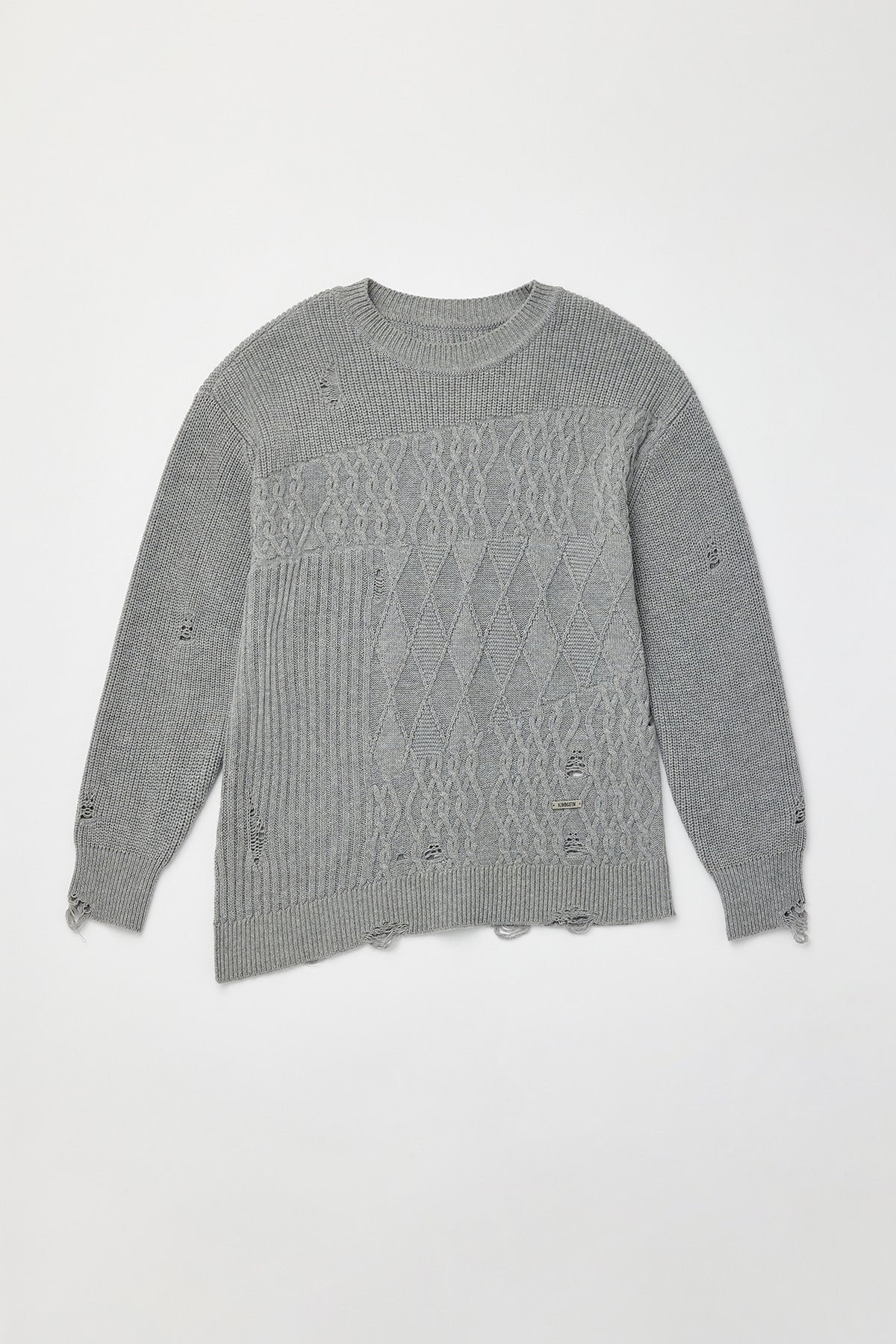 Matinkim Cable Mix Damage Knit Pullover IN Grey