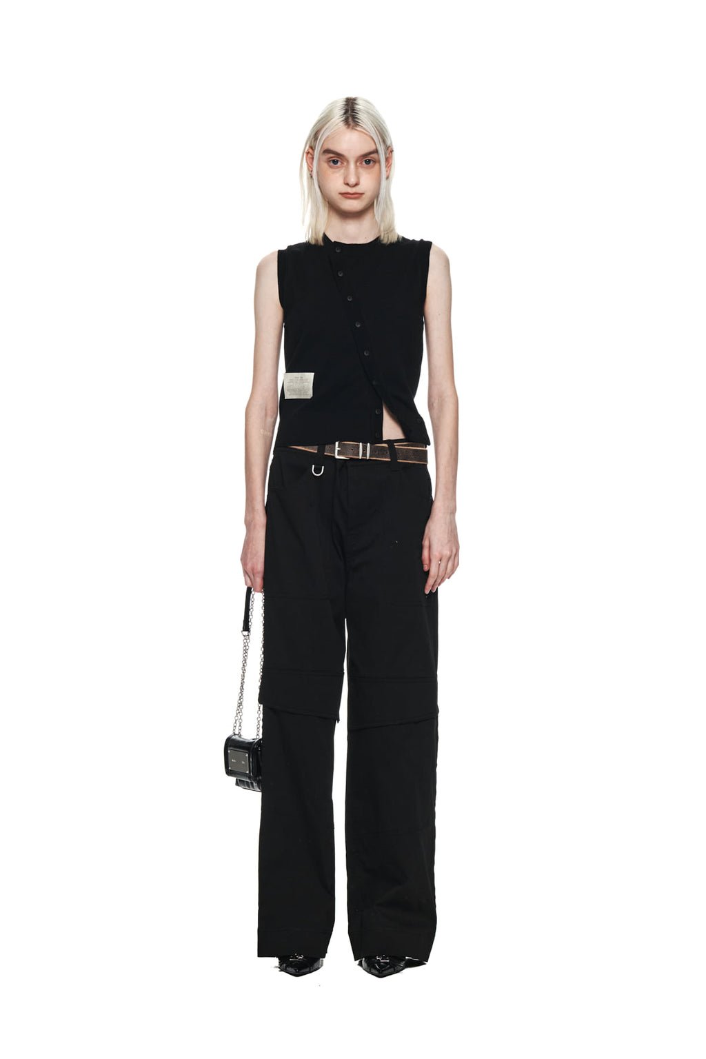 Matinkim Knee Big Pocket Cotton Pants IN Black