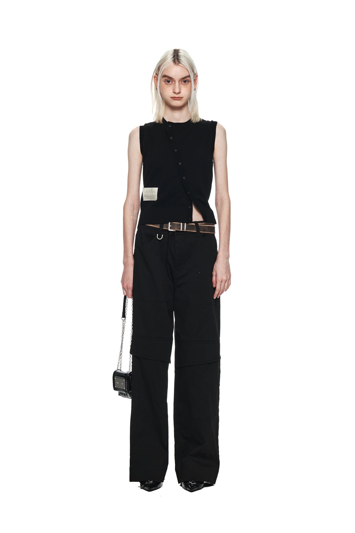 Matinkim Knee Big Pocket Cotton Pants IN Black