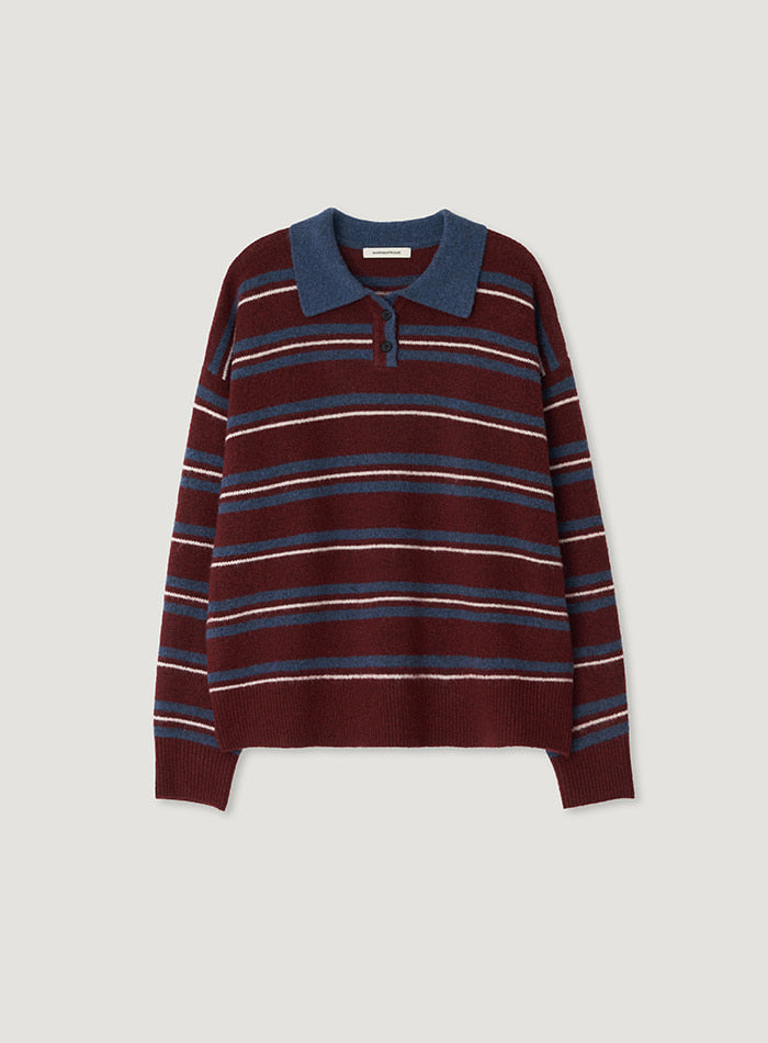 Mango Maniplease Herry Stripe Knit Wine