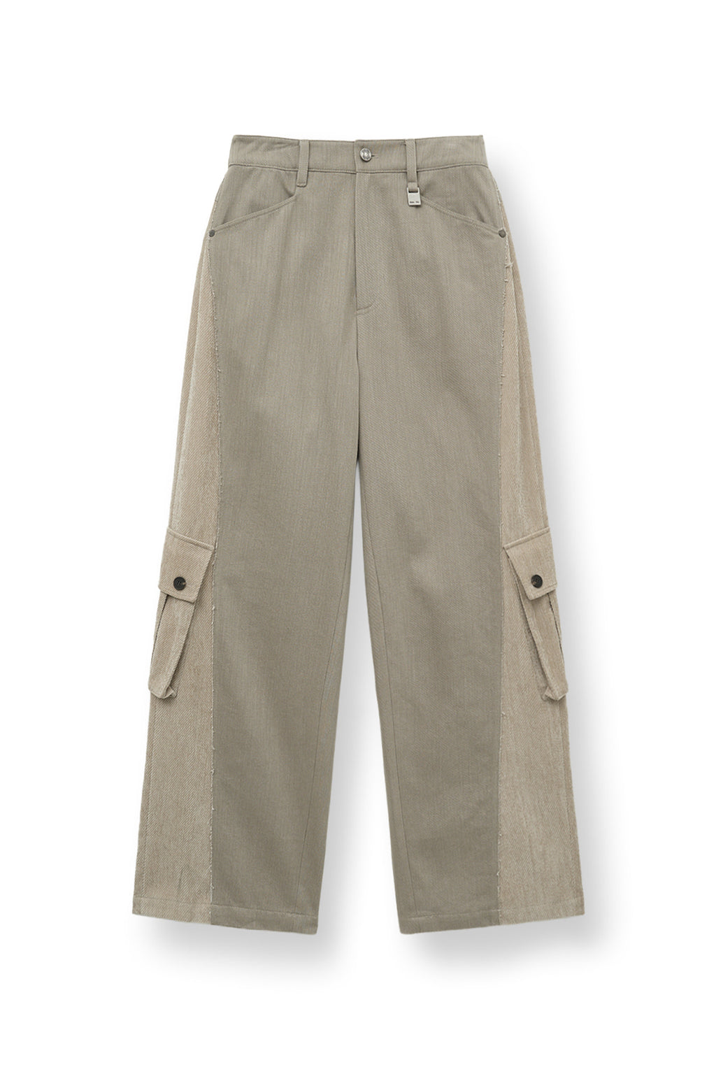 [matinkim] Big Pocket Two Tone Wide Pants IN Beige