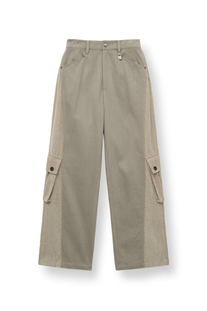 Matinkim Big Pocket Two Tone Wide Pants IN Beige