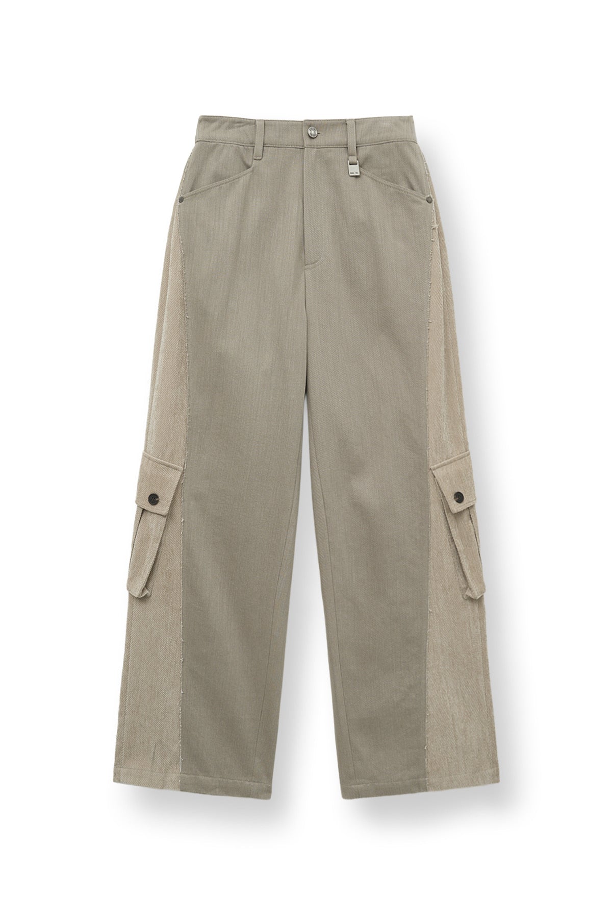 [matinkim] Big Pocket Two Tone Wide Pants IN Beige