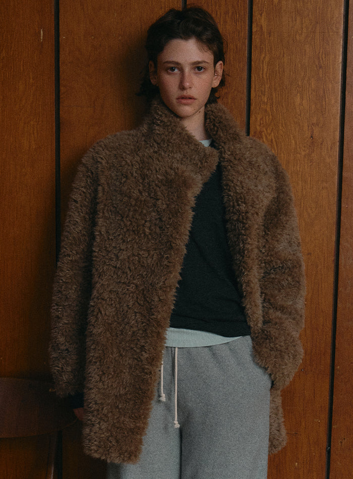 Mango Maniplease Dui Fur Half Coat Ash Brown