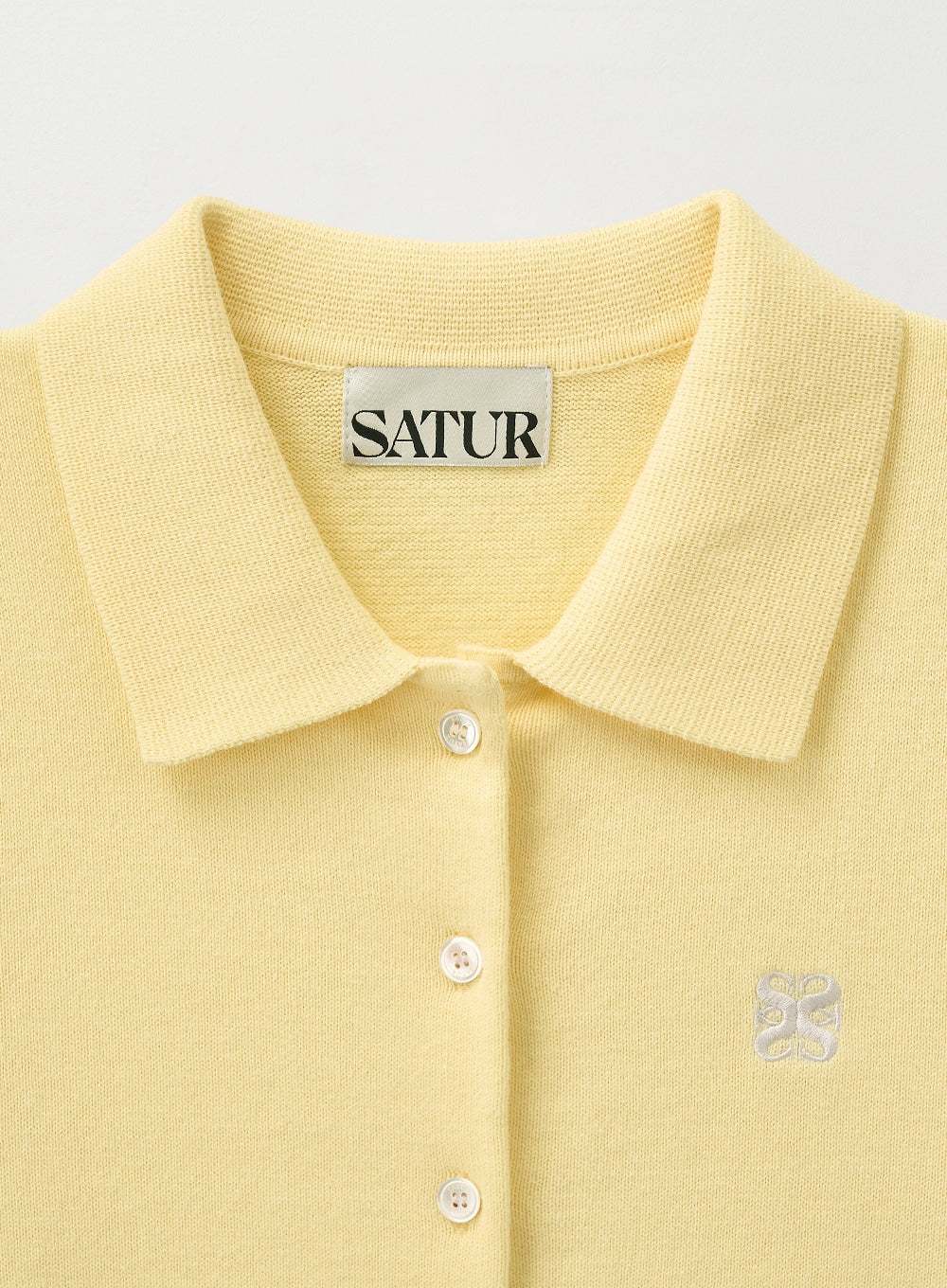 [satur] (W) Basic Cotton Collar Half Cardigan - Yellow
