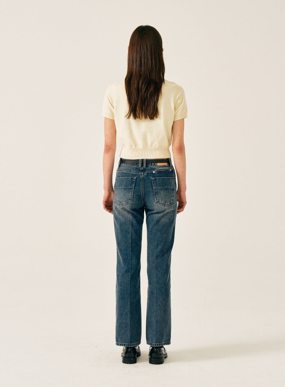 [satur] (W) Classic Crew Neck Half Knit - Cream