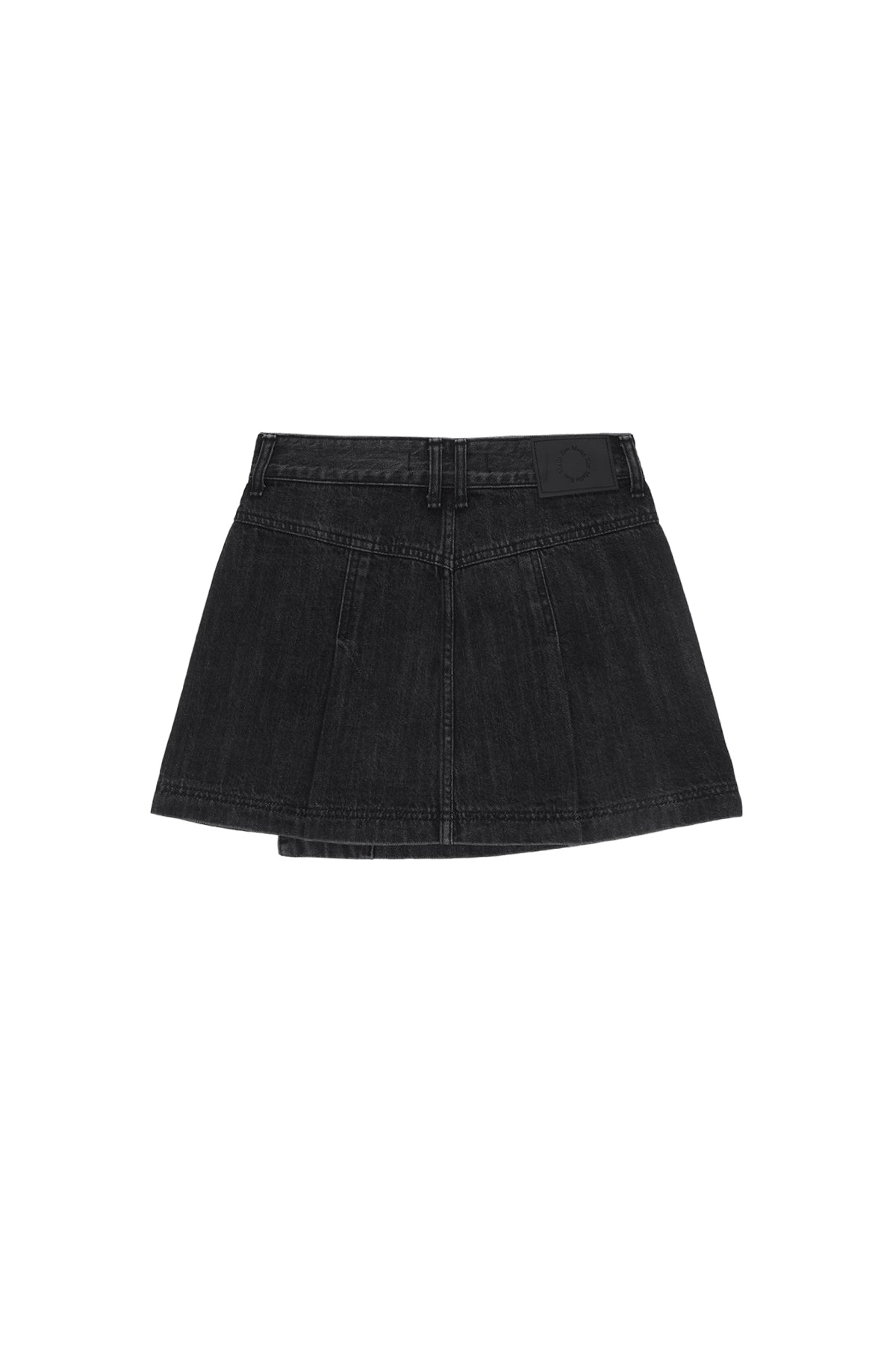 [matinkim] PLEATS WRAP DENIM MINI SKIRT IN BLACK