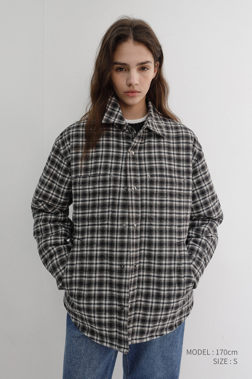 Dunst Unisex Quilted Flannel Shirt Black Check
