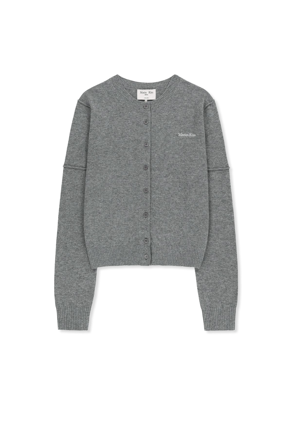 Matinkim Cashmere Blended Cutline Round Cardigan IN Grey