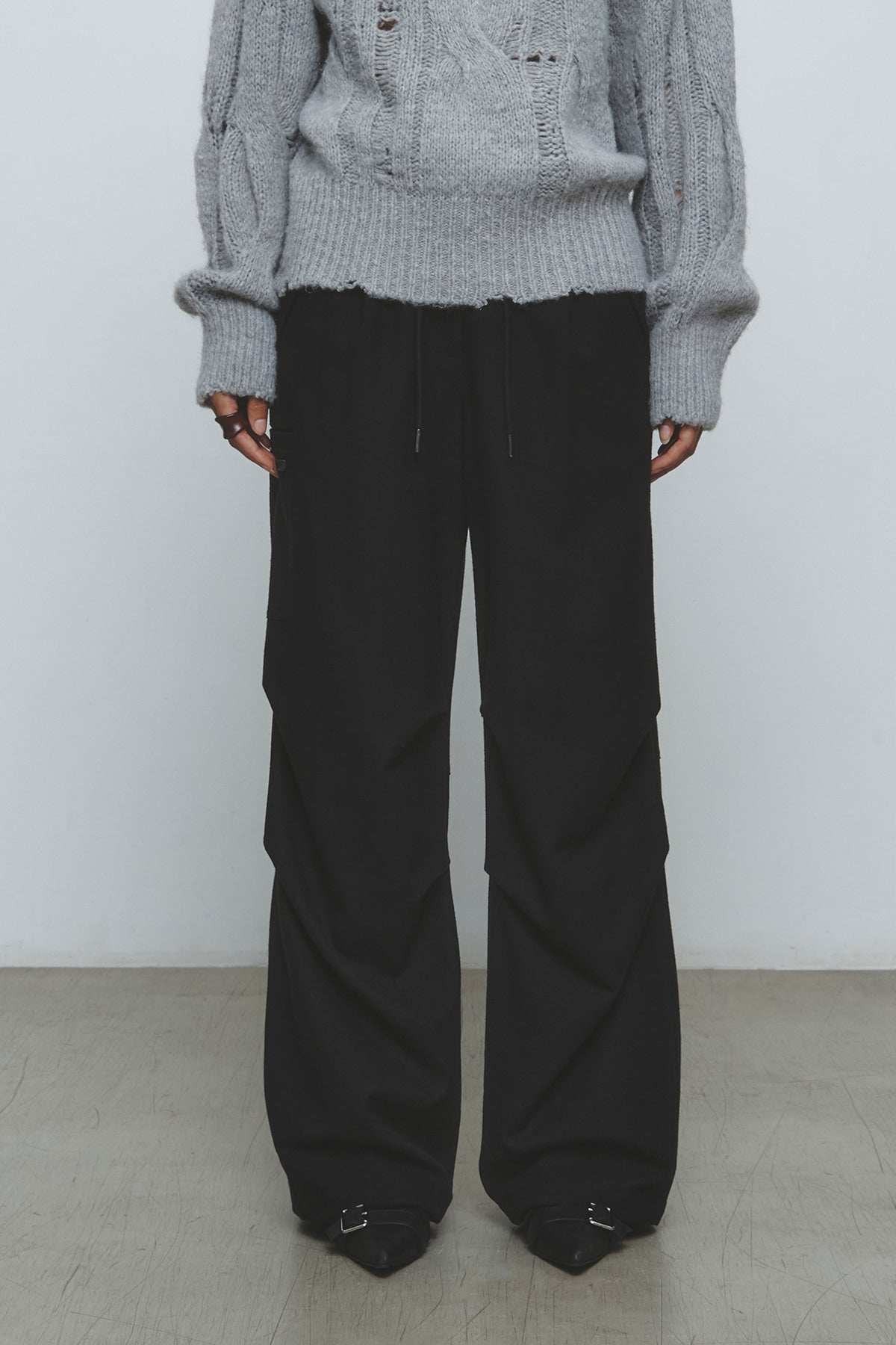 Matinkim Wool Blended Parachute Pants IN Black