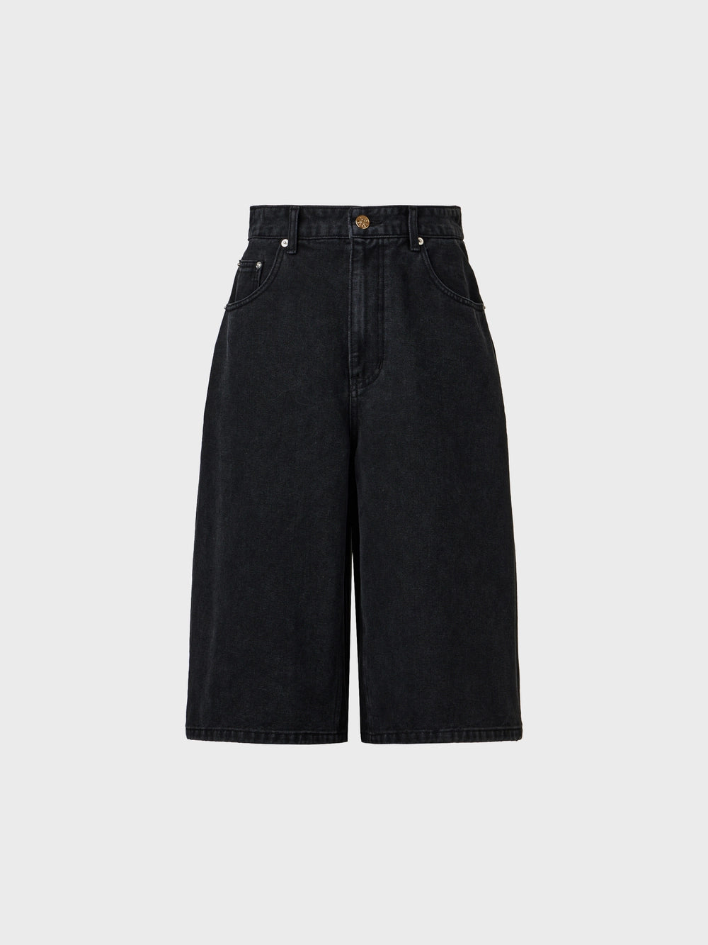 EENK Curved Fit Denim Shorts - Black