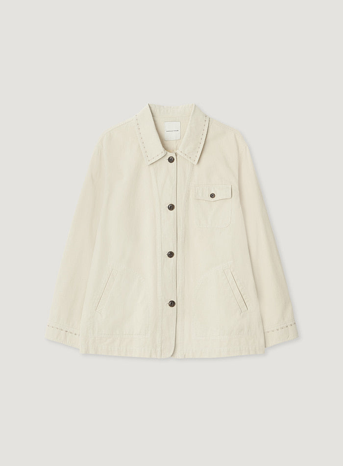Mango Maniplease Peanut Washed Jacket Milk Beige