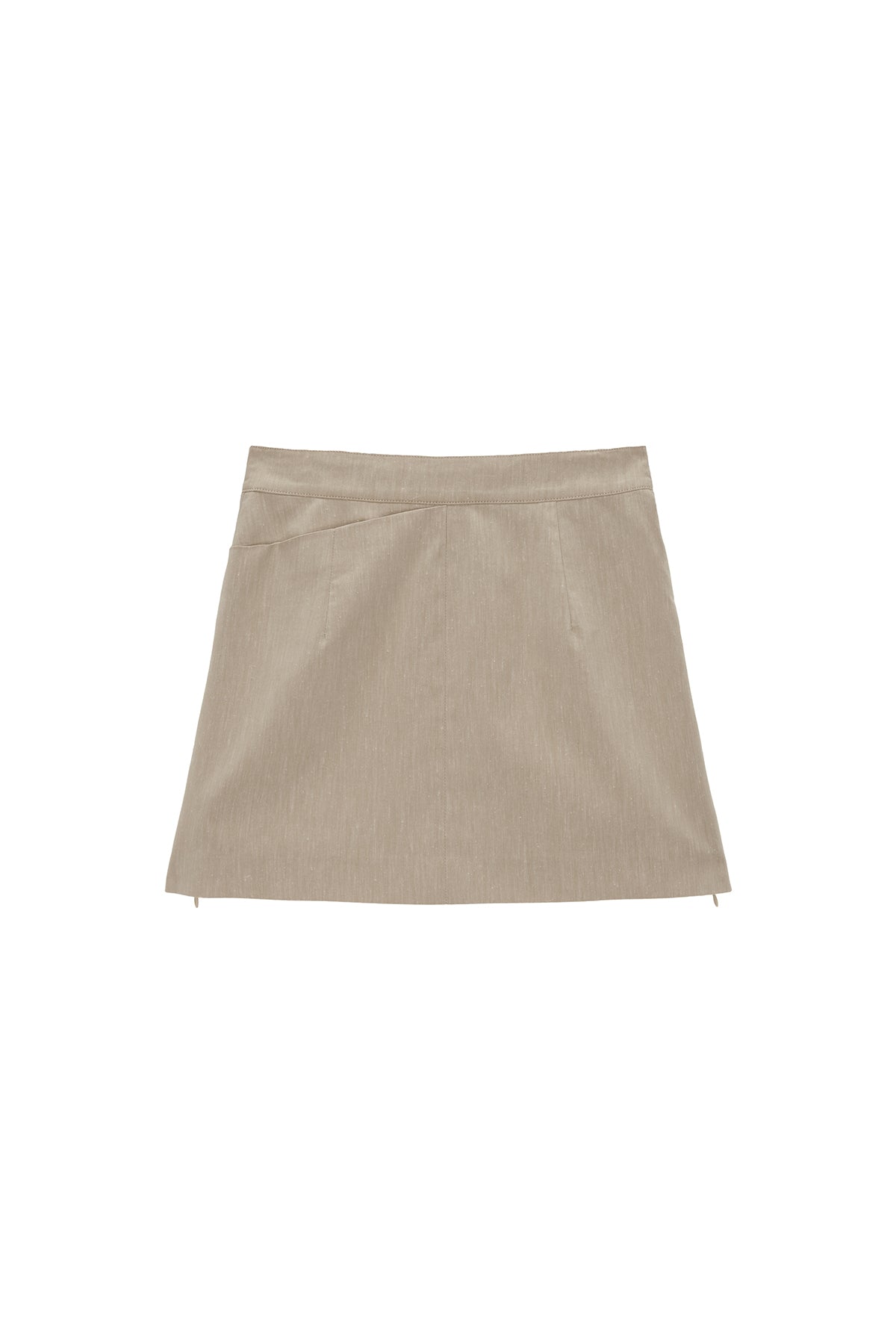[matinkim] ZIPPER POINT LINEN MINI SKIRT IN BEIGE