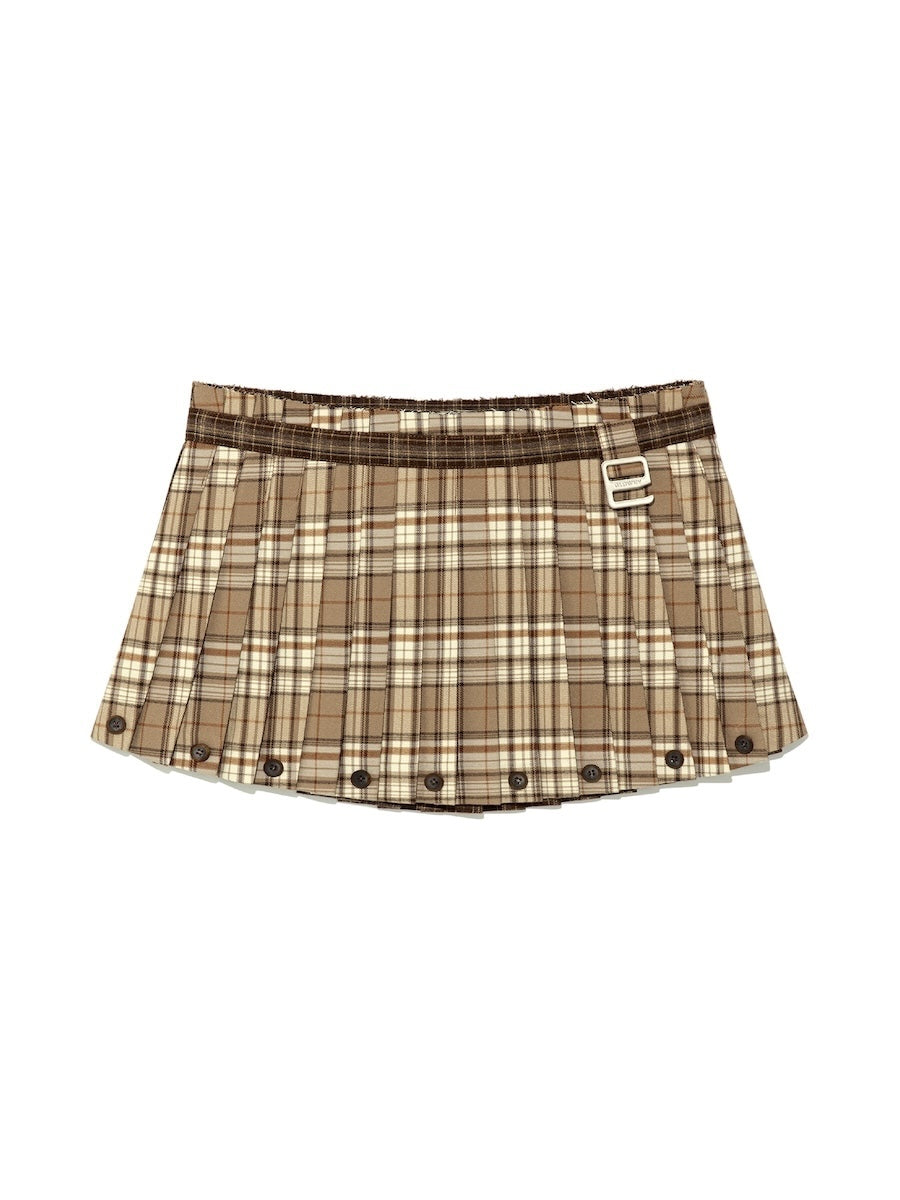GLOWNY Haze Twotone Pleated Skirt (Brown)