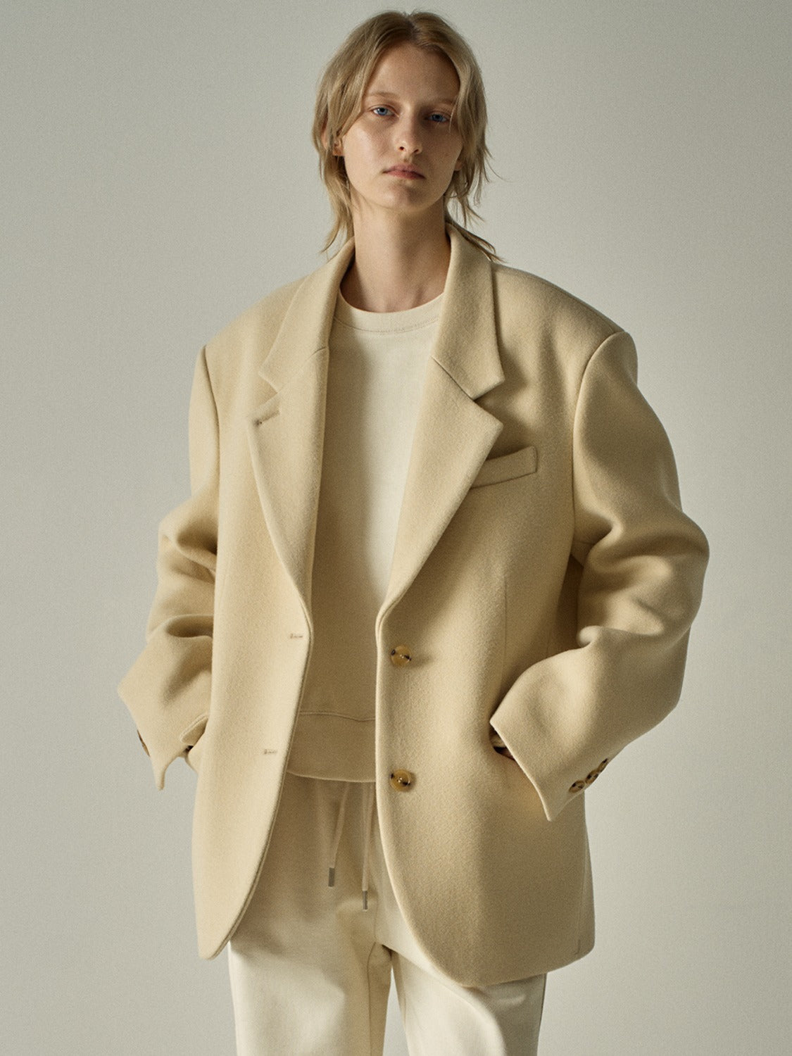 Facade Pattern Cashmere Blazer Coat butter