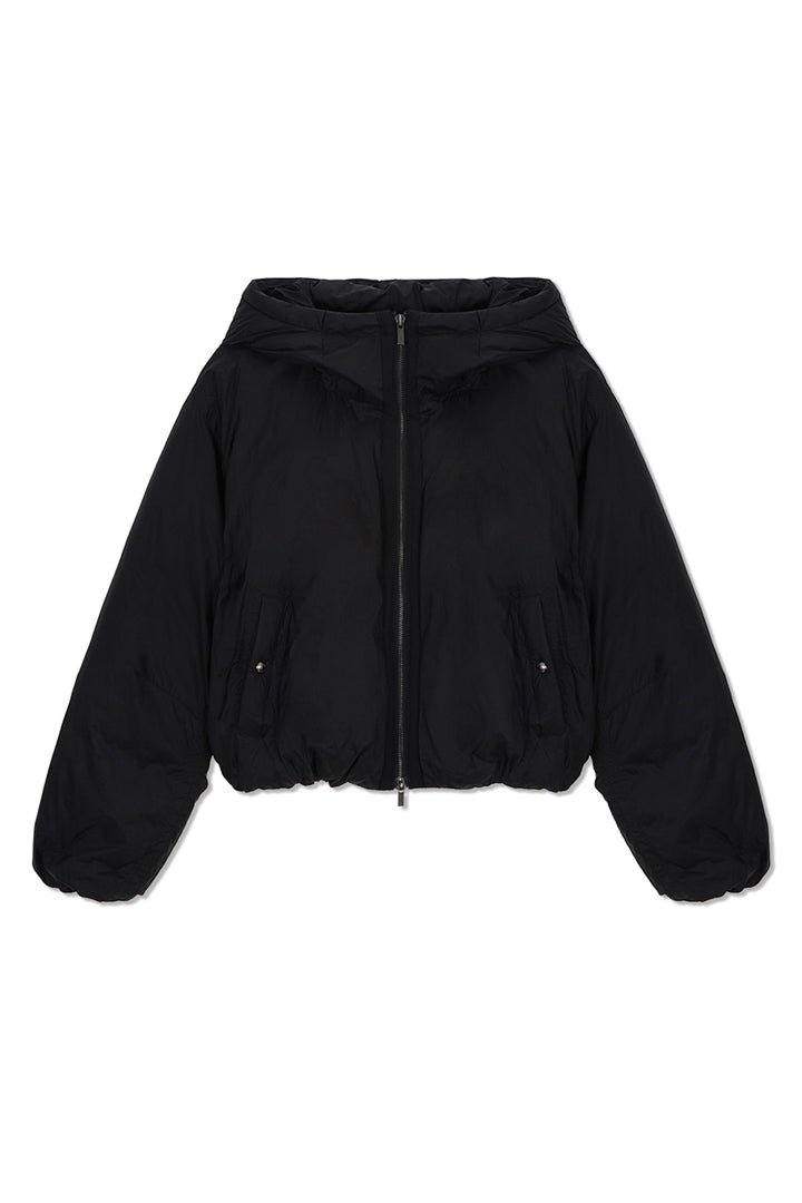 Matinkim Back Logo Hoody Short Down Jumper IN Black