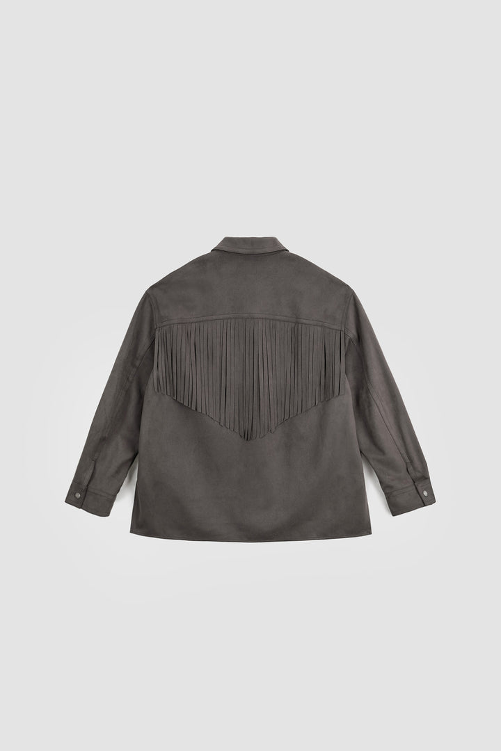 Matinkim Suede Fringe Jacket IN Dark Grey