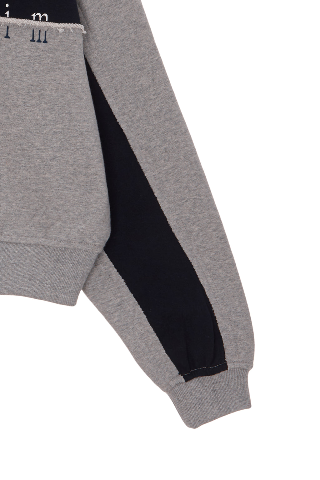 [matinkim] CUTTED LOGO HALF ZIP SWEATSHIRT IN GREY