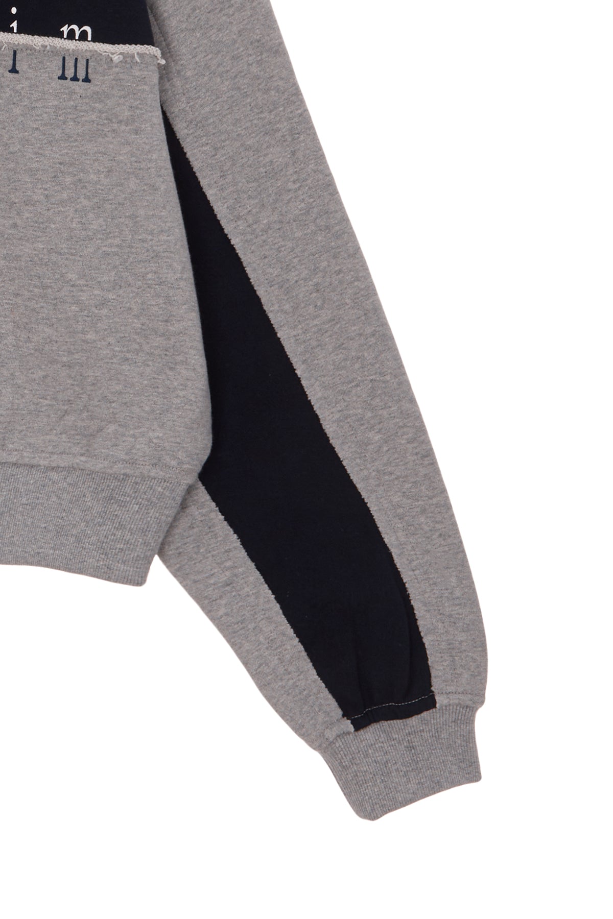 [matinkim] CUTTED LOGO HALF ZIP SWEATSHIRT IN GREY