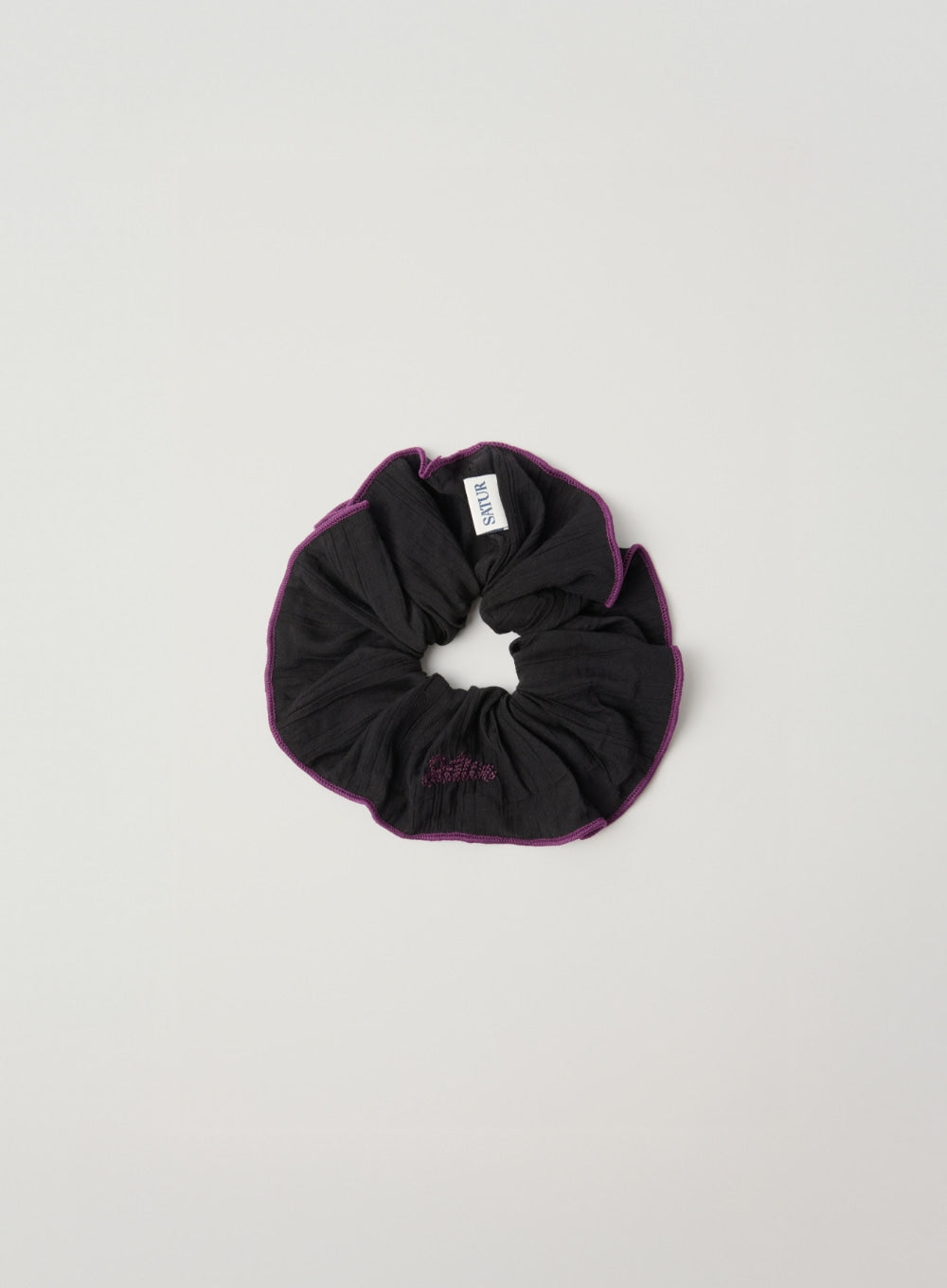 Satur (W) Wrinkle Color Block Scrunchie - Black