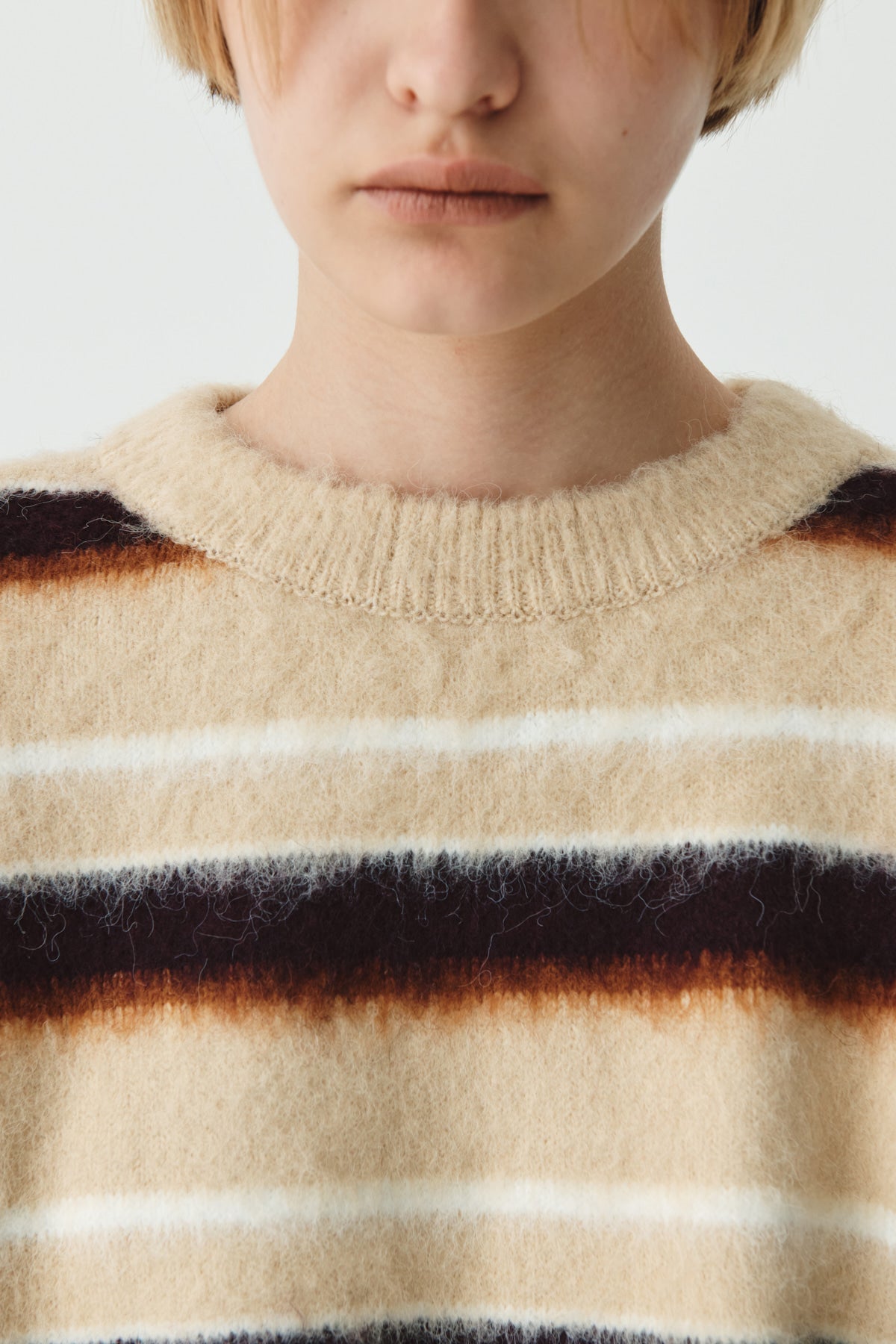 Matinkim Multi Stripe Mohair Knit Pullover IN Beige